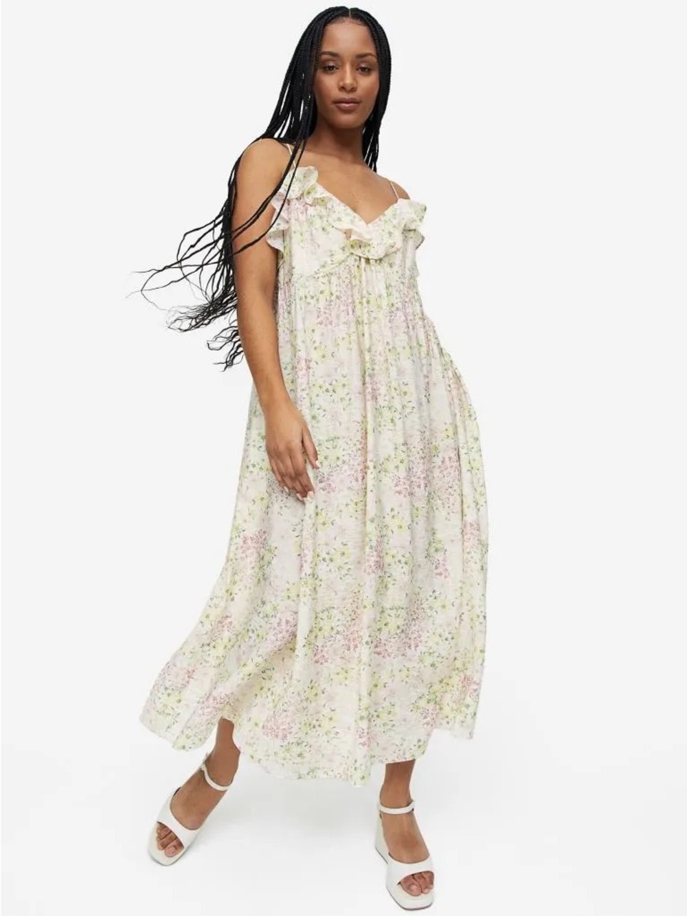 H&M Cream Floral Midi Dress - Picture 4 of 11